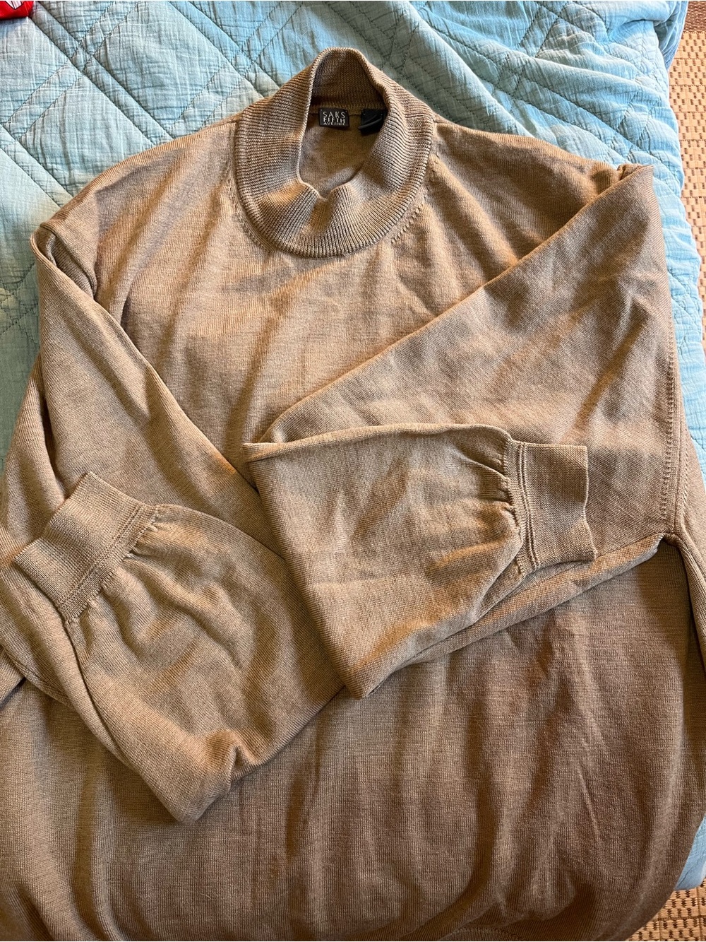 Saks Fifth Avenue Light Brown Mock Neck Sweater